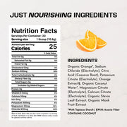 Nutrition facts label with orange slices on a white background