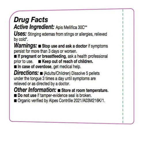 Drug facts label for Apis Mellifica 30C on a white background