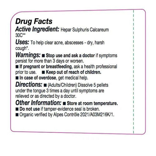 Drug facts label for a medical product with text on a white background