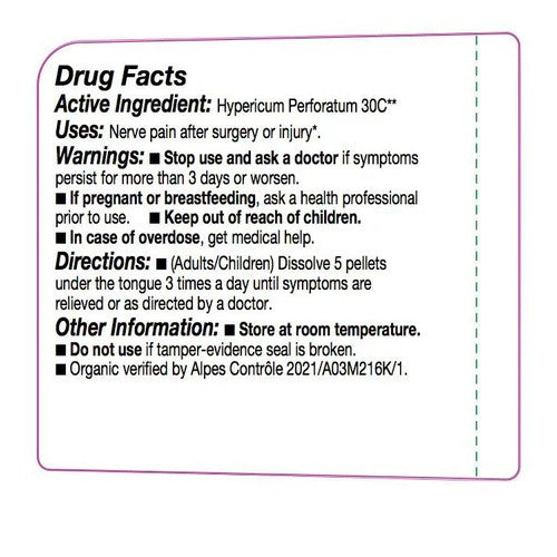 Drug facts label for Hypericum Perforatum 30C on a white background