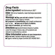 Drug facts label for Kali Bichromicum 30C with active ingredient, uses, warnings, directions, and other information.