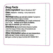 Drug facts label for Natrum Muriaticum 30C with active ingredient, uses, warnings, directions, and other information.