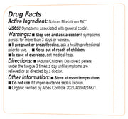 Drug facts label for Natrum Muriaticum 6X with text on a white background