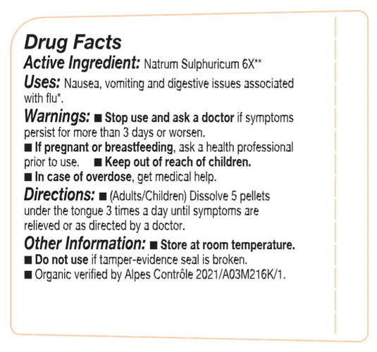 Drug facts label for Natrum Sulphuricum 6X with active ingredient, uses, warnings, directions, and other information.