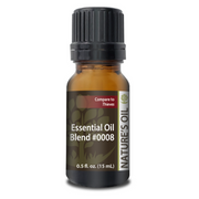 Bottle of Nature's Oil Essential Oil Blend #0008 on a white background
