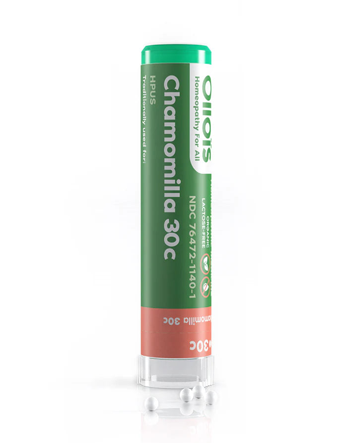Chamomilla 30c homeopathic product on a white background