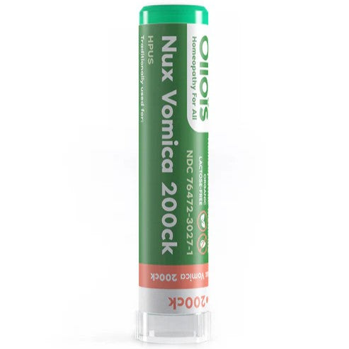 Nux Vomica 200ck homeopathic medicine tube on a white background