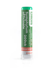 Green and white container labeled 'Symphytum officinale' on a white background