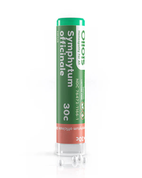 Vial labeled 'Symphytum Officinale 30c' on a white background