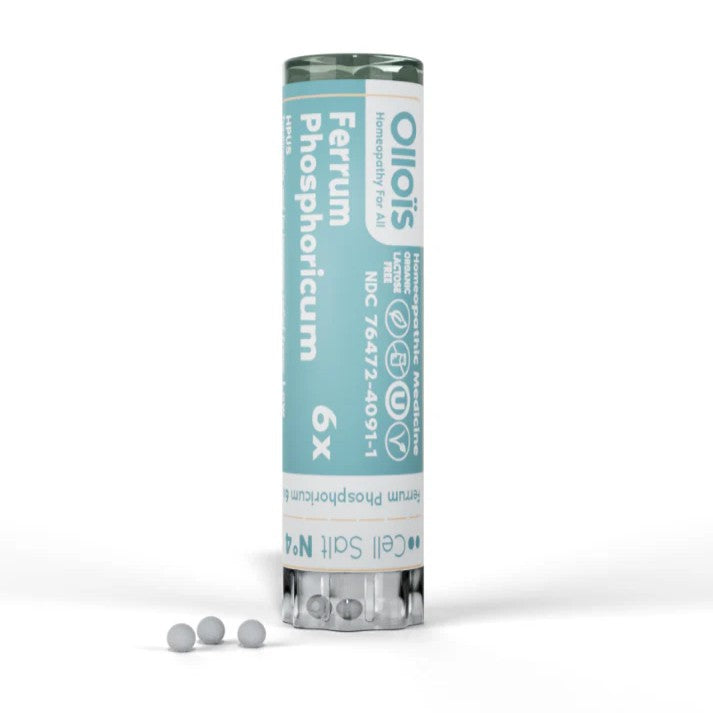 Tube of Ferrum Phosphoricum homeopathic remedy on a white background