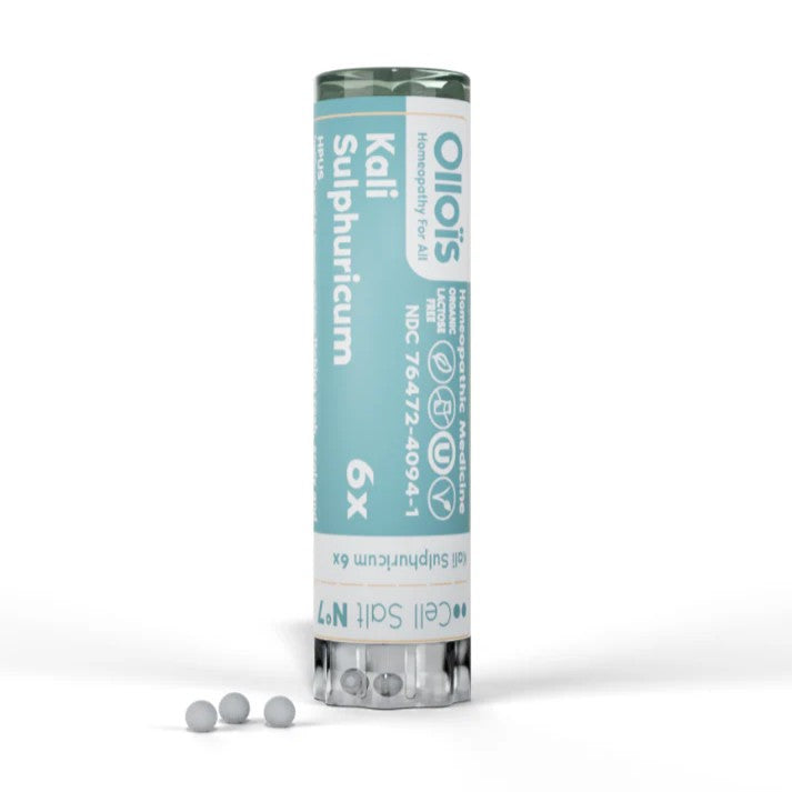 Tube of Kali Sulphuricum on a white background