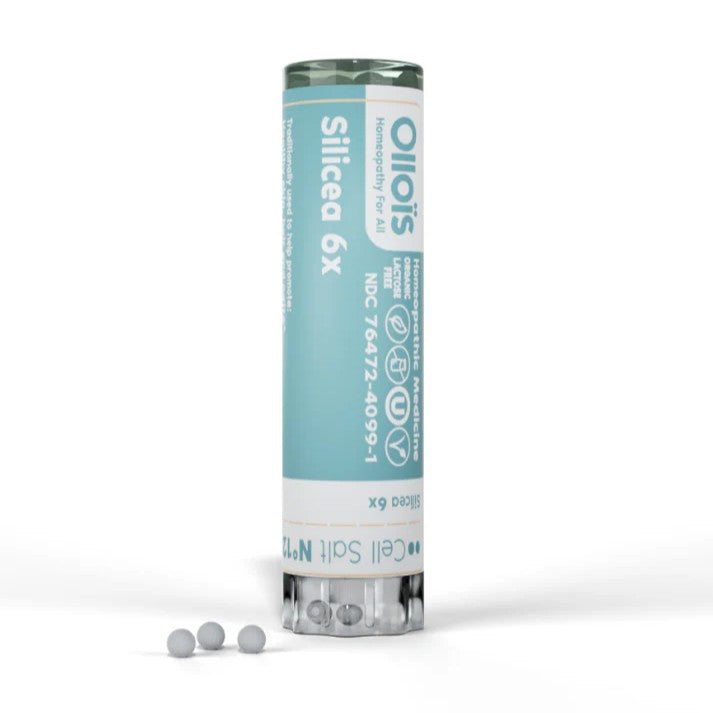 Silicea 6x supplement container on a white background