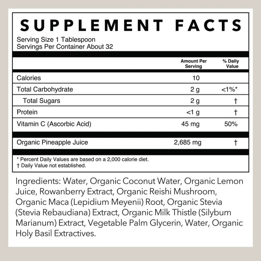 Rowe Casa Adrenal Support supplement facts label.