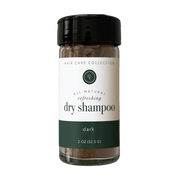 Rowe Casa All-natural dry shampoo bottle with a black cap on a white background for dark hair.