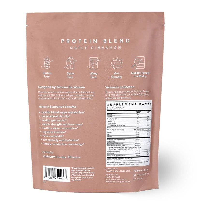 Rowe Casa Women's Wellness Protein Blend bag back.