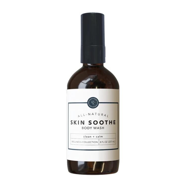 Bottle of Skin Soothe body wash on a white background