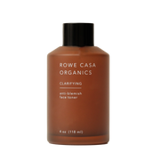 rowe casa Brown bottle of Rowe Casa Organics clarifying anti-blemish face toner on a white background