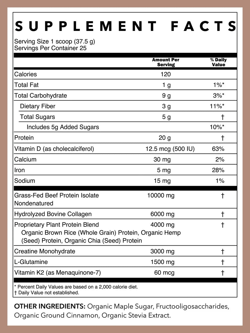 Protein supplement facts.
