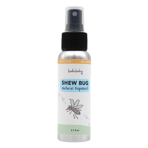Balm Baby Shew Bug natural repellent spray bottle on a white background
