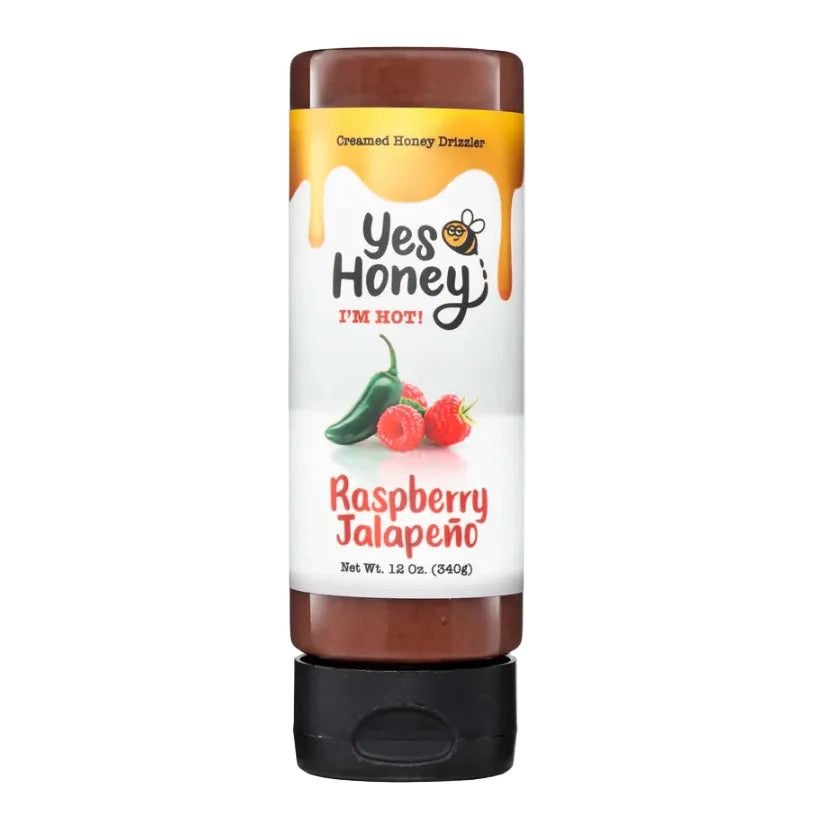 Yes Honey Raspberry Jalapeno creamer bottle on a white background
